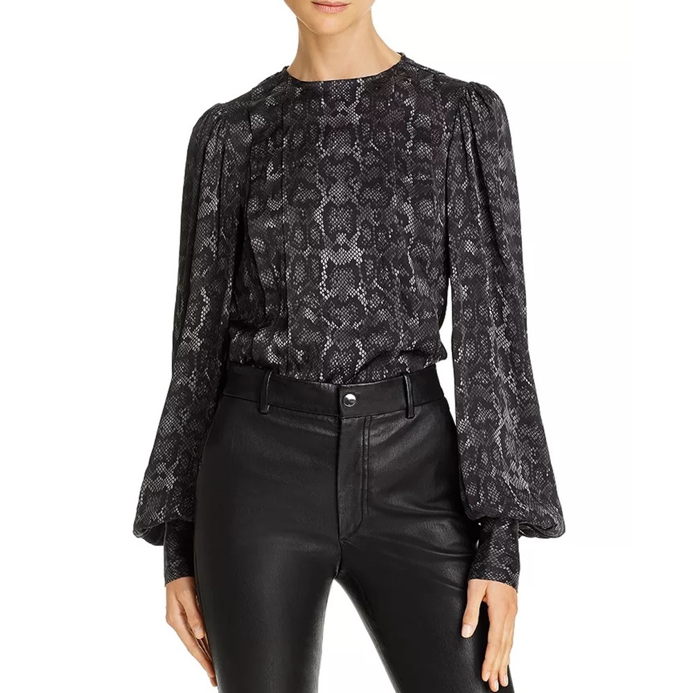 Anine Bing - Renee Silk-Blend Python Print Blouse - Charcoal